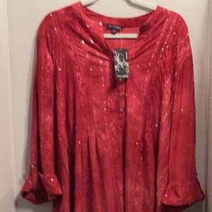 Ava grace Women's Red  bling Top size 2x plus